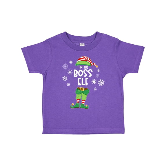 Inktastic Funny Christmas I'm the Boss Elf with Shoes and Hat Boys or Girls Toddler T-Shirt