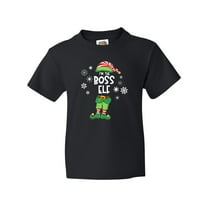 Inktastic Funny Christmas I'm the Boss Elf with Shoes and Hat Youth T-Shirt