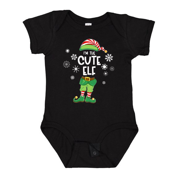 Inktastic Funny Christmas I'm the Cute Elf with Shoes and Hat Boys or Girls Baby Bodysuit