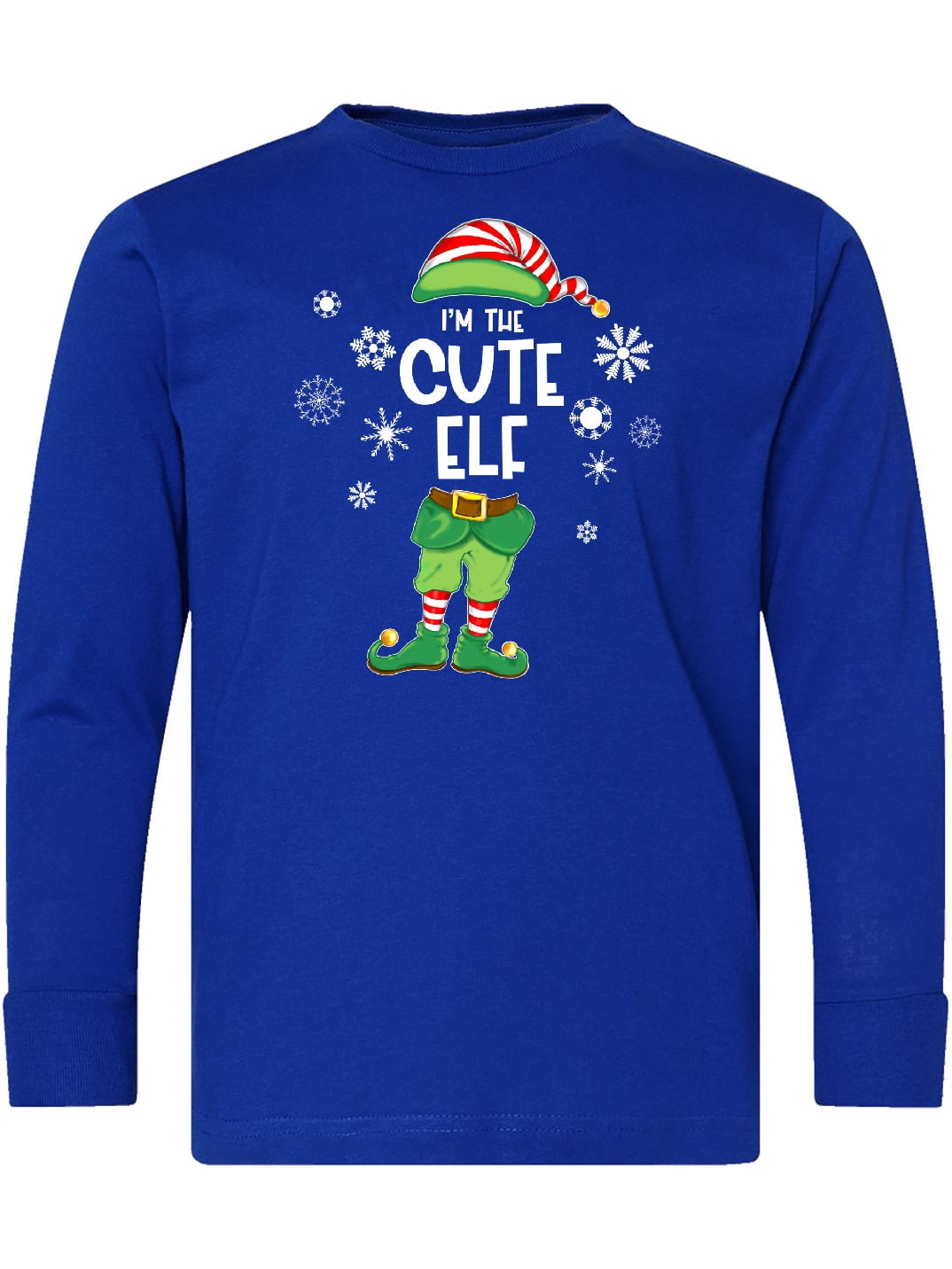 Inktastic Funny Christmas I'm the Cute Elf with Shoes and Hat Long Sleeve Youth T-Shirt