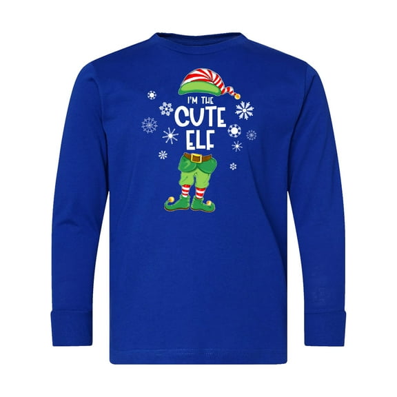 Inktastic Funny Christmas I'm the Cute Elf with Shoes and Hat Long Sleeve Youth T-Shirt