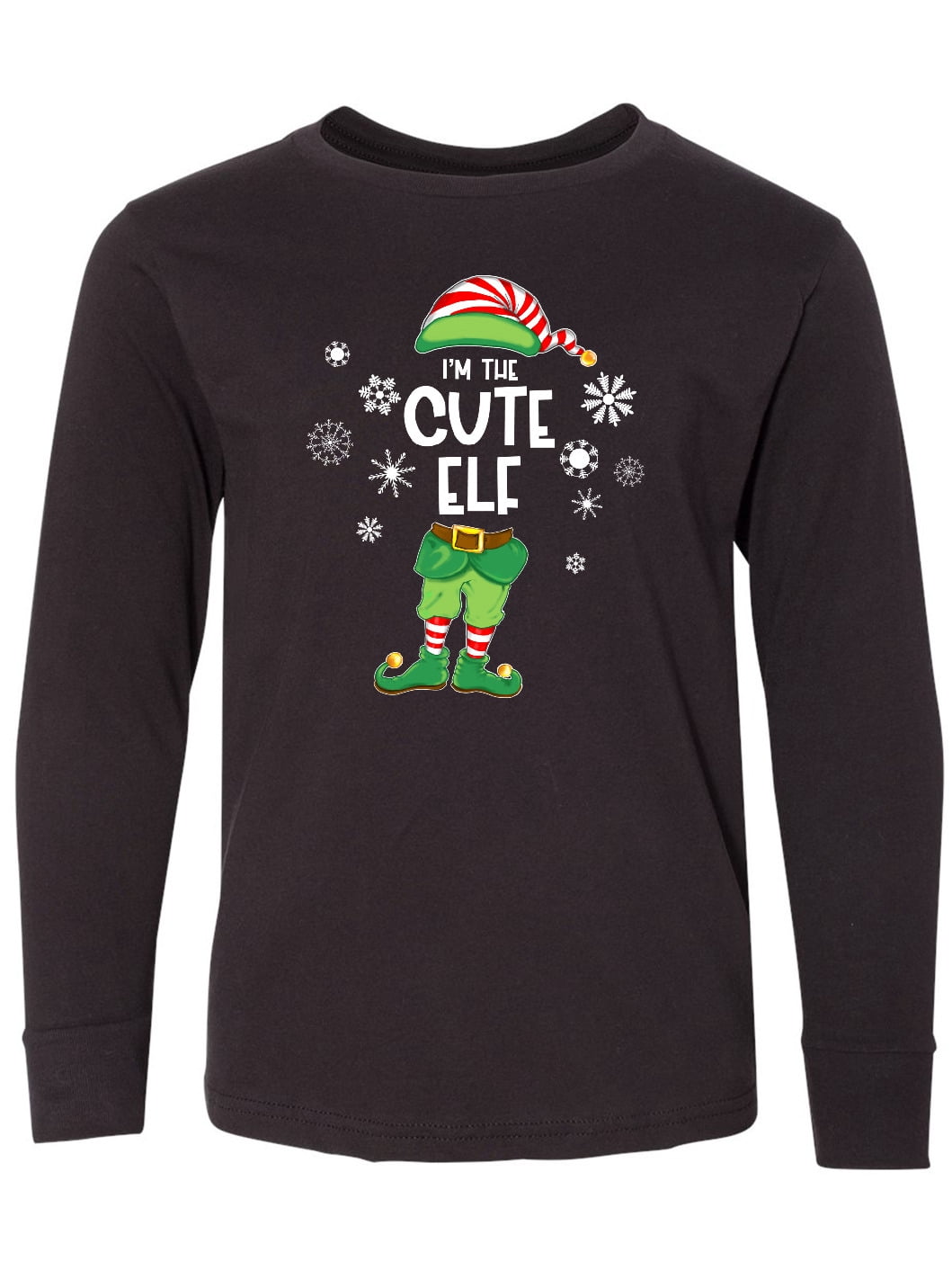 Inktastic Funny Christmas I'm the Cute Elf with Shoes and Hat Long Sleeve Youth T-Shirt