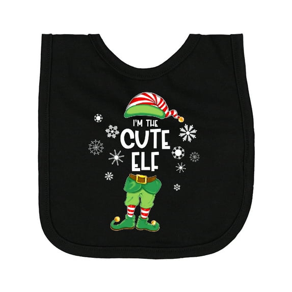 Inktastic Funny Christmas I'm the Cute Elf with Shoes and Hat Newborn Bib