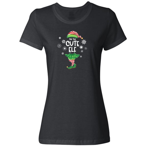 Inktastic Funny Christmas I'm the Cute Elf with Shoes and Hat Women's T-Shirt