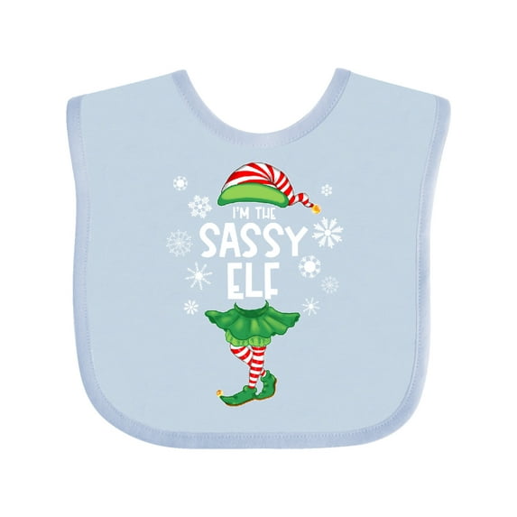 Inktastic Funny Christmas I'm the Sassy Elf with Shoes and Hat Boys or Girls Baby Bib