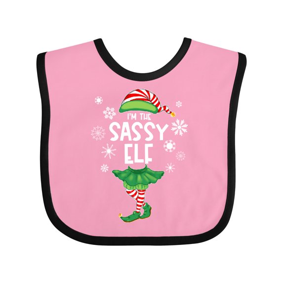 Inktastic Funny Christmas I'm the Sassy Elf with Shoes and Hat Boys or Girls Baby Bib