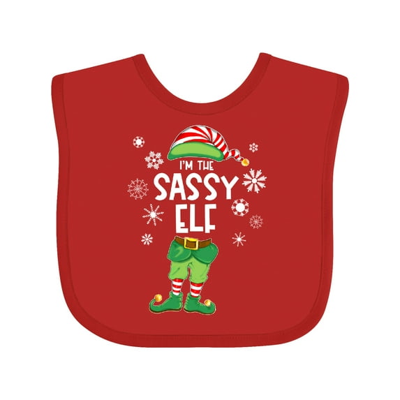 Inktastic Funny Christmas I'm the Sassy Elf with Shoes and Hat Boys or Girls Baby Bib