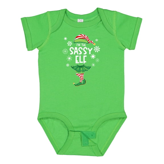 Inktastic Funny Christmas I'm the Sassy Elf with Shoes and Hat Boys or Girls Baby Bodysuit