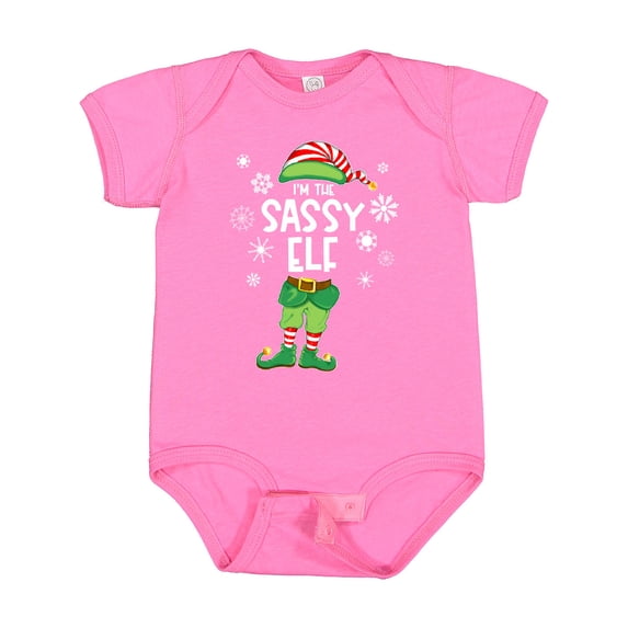 Inktastic Funny Christmas I'm the Sassy Elf with Shoes and Hat Boys or Girls Baby Bodysuit