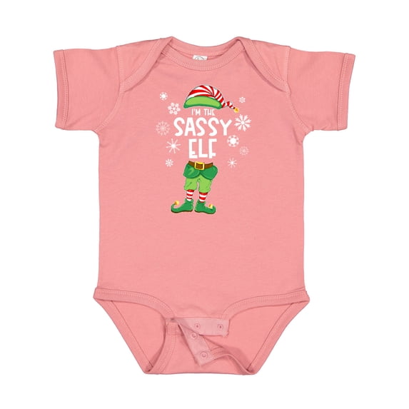 Inktastic Funny Christmas I'm the Sassy Elf with Shoes and Hat Boys or Girls Baby Bodysuit