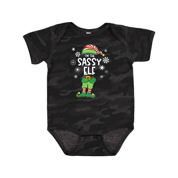 Inktastic Funny Christmas I'm the Sassy Elf with Shoes and Hat Boys or Girls Baby Bodysuit