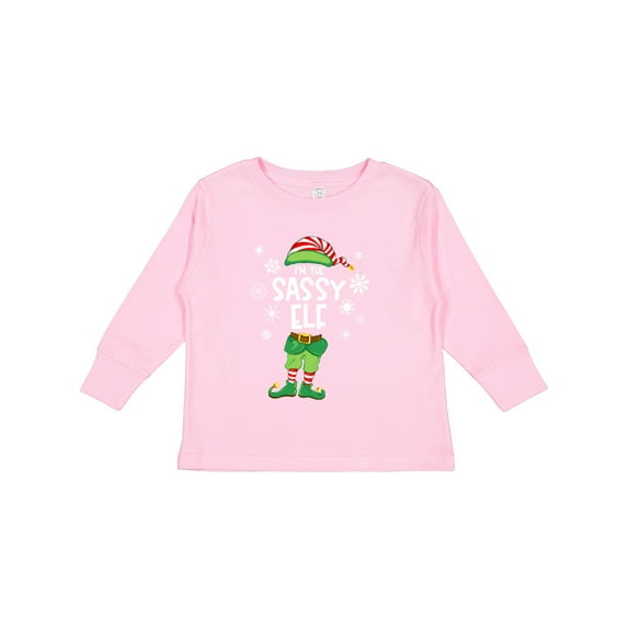 Inktastic Funny Christmas I'm the Sassy Elf with Shoes and Hat Boys or Girls Long Sleeve Toddler T-Shirt