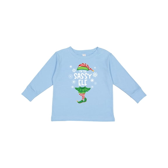 Inktastic Funny Christmas I'm the Sassy Elf with Shoes and Hat Boys or Girls Long Sleeve Toddler T-Shirt