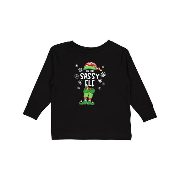 Inktastic Funny Christmas I'm the Sassy Elf with Shoes and Hat Boys or Girls Long Sleeve Toddler T-Shirt