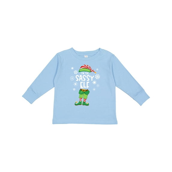 Inktastic Funny Christmas I'm the Sassy Elf with Shoes and Hat Boys or Girls Long Sleeve Toddler T-Shirt