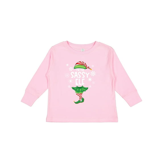 Inktastic Funny Christmas I'm the Sassy Elf with Shoes and Hat Boys or Girls Long Sleeve Toddler T-Shirt