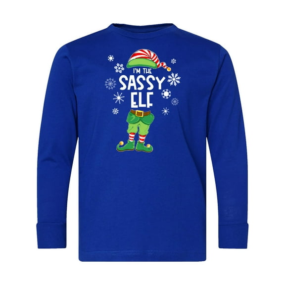 Inktastic Funny Christmas I'm the Sassy Elf with Shoes and Hat Long Sleeve Youth T-Shirt