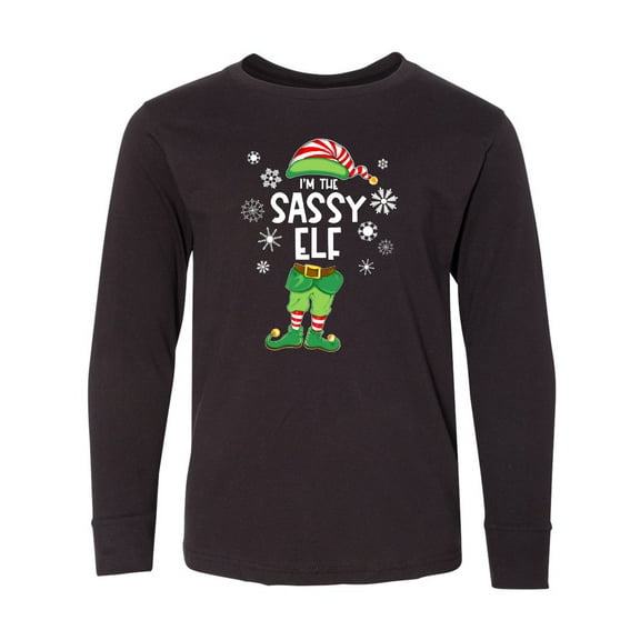 Inktastic Funny Christmas I'm the Sassy Elf with Shoes and Hat Long Sleeve Youth T-Shirt