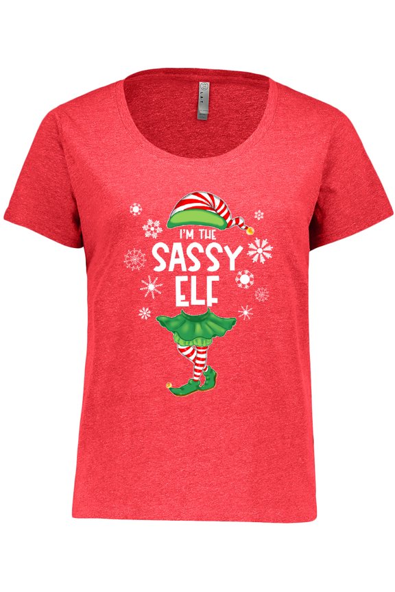 Funny Christmas I'm the Sassy Elf with Shoes and Hat Women's Plus Size T-Shirt