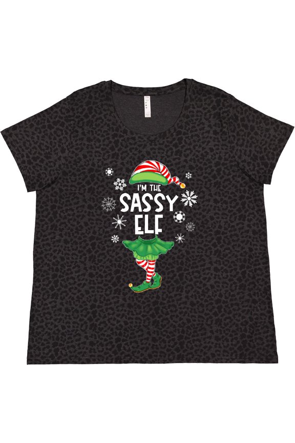 Funny Christmas I'm the Sassy Elf with Shoes and Hat Women's Plus Size T-Shirt