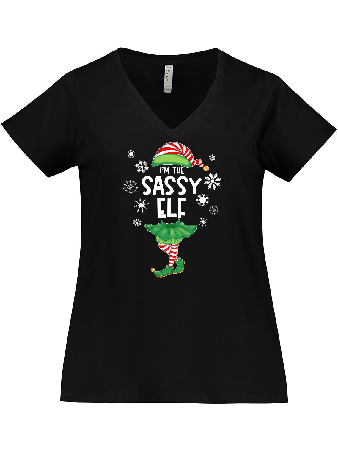 Inktastic Funny Christmas I'm the Sassy Elf with Shoes and Hat Women's Plus Size V-Neck T-Shirt