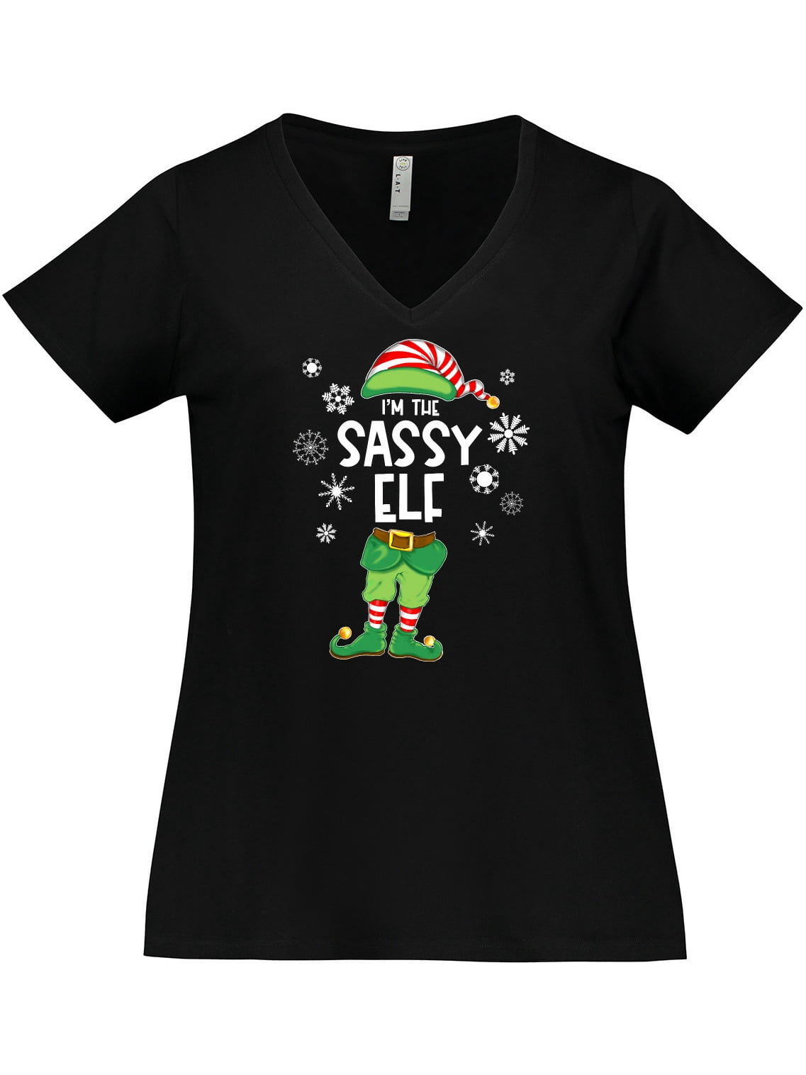 Inktastic Funny Christmas I'm the Sassy Elf with Shoes and Hat Women's Plus Size V-Neck T-Shirt