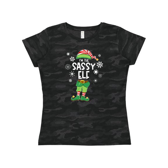 Inktastic Funny Christmas I'm the Sassy Elf with Shoes and Hat Women's T-Shirt