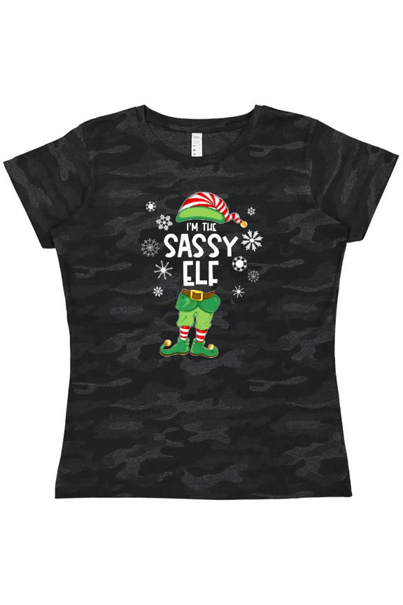 Funny Christmas I'm the Sassy Elf with Shoes and Hat Women's T-Shirt