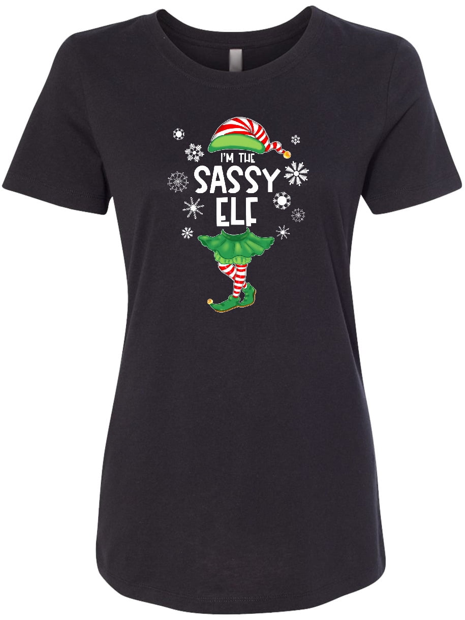 Inktastic Funny Christmas I'm the Sassy Elf with Shoes and Hat Women's T-Shirt