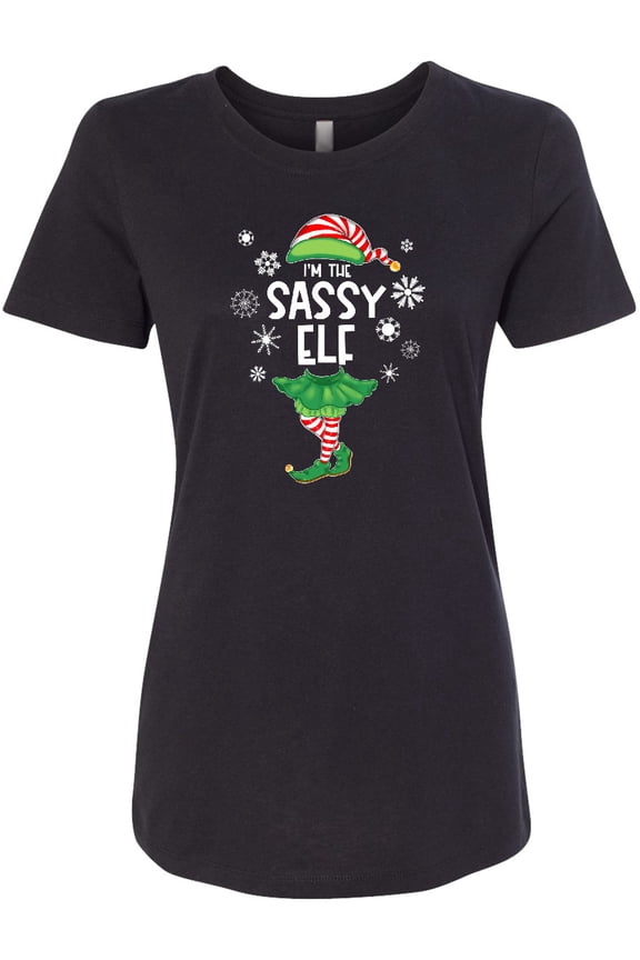 Funny Christmas I'm the Sassy Elf with Shoes and Hat Women's T-Shirt