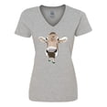 thumbnail image 1 of Inktastic Funny Cow Close Up Women's V-Neck T-Shirt, 1 of 5