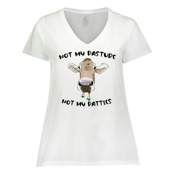 Inktastic Funny Cow Not My Pasture Not My Patties Women's Plus Size V-Neck T-Shirt