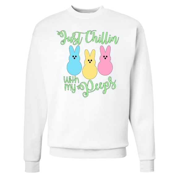 Inktastic Funny Easter Just Chillin' with My Peeps Adult Sweatshirt