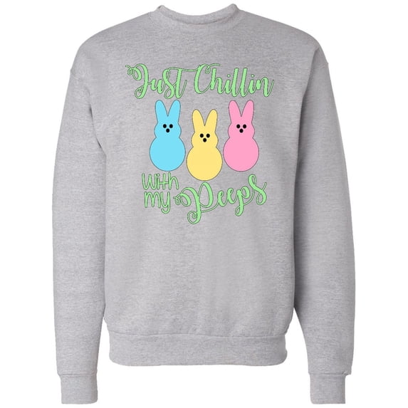 Inktastic Funny Easter Just Chillin' with My Peeps Adult Sweatshirt