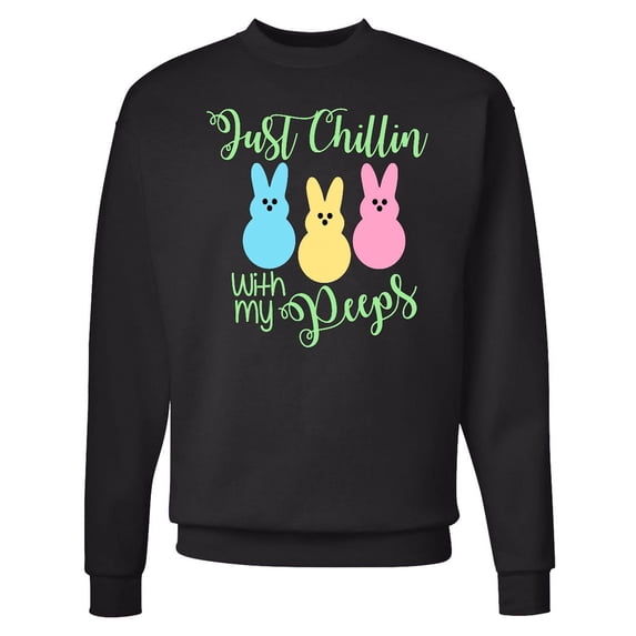 Inktastic Funny Easter Just Chillin' with My Peeps Adult Sweatshirt