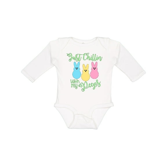 Inktastic Funny Easter Just Chillin' with My Peeps Boys or Girls Long Sleeve Baby Bodysuit