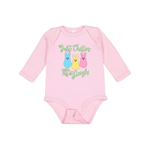 Inktastic Funny Easter Just Chillin' with My Peeps Boys or Girls Long Sleeve Baby Bodysuit