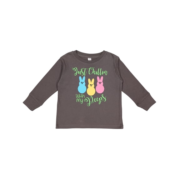 Inktastic Funny Easter Just Chillin' with My Peeps Boys or Girls Long Sleeve Toddler T-Shirt