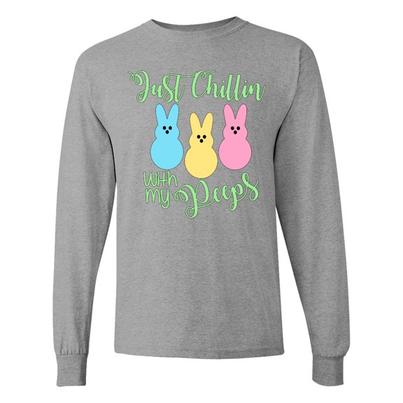 Inktastic Funny Easter Just Chillin' with My Peeps Long Sleeve T-Shirt
