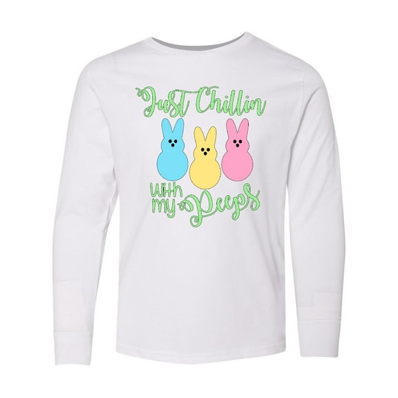 Inktastic Funny Easter Just Chillin' with My Peeps Long Sleeve Youth T-Shirt