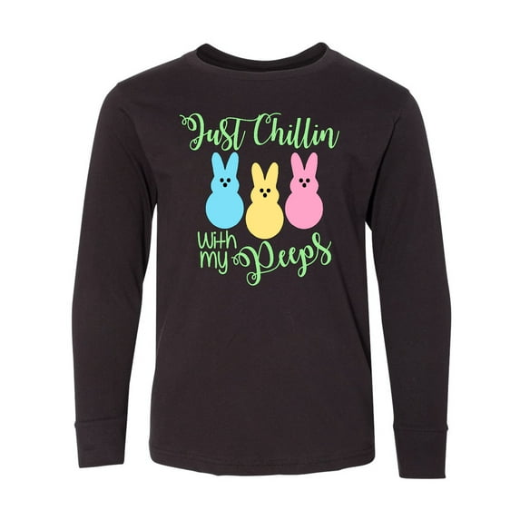 Inktastic Funny Easter Just Chillin' with My Peeps Long Sleeve Youth T-Shirt