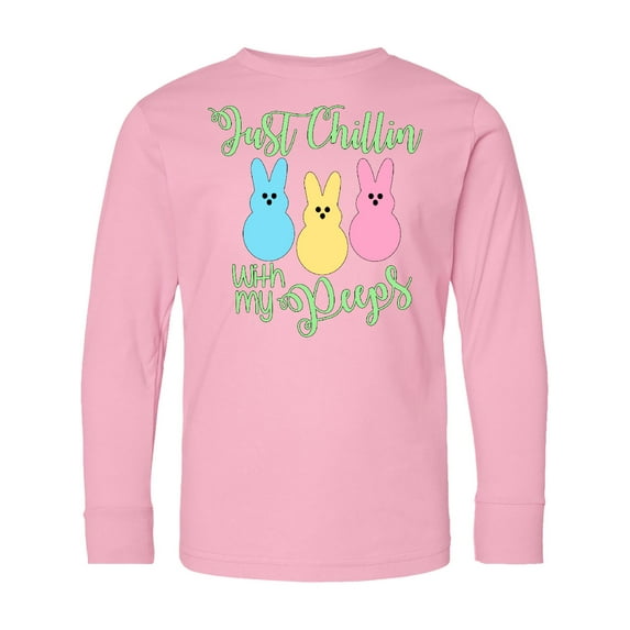 Inktastic Funny Easter Just Chillin' with My Peeps Long Sleeve Youth T-Shirt