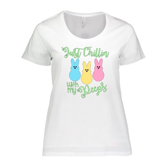 Inktastic Funny Easter Just Chillin' with My Peeps Women's Plus Size T-Shirt