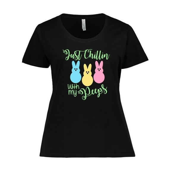 Inktastic Funny Easter Just Chillin' with My Peeps Women's Plus Size T-Shirt