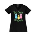 thumbnail image 1 of Inktastic Funny Easter Just Chillin' with My Peeps Women's Plus Size V-Neck T-Shirt, 1 of 5