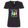 thumbnail image 1 of Inktastic Funny Easter Just Chillin' with My Peeps Women's V-Neck T-Shirt, 1 of 5