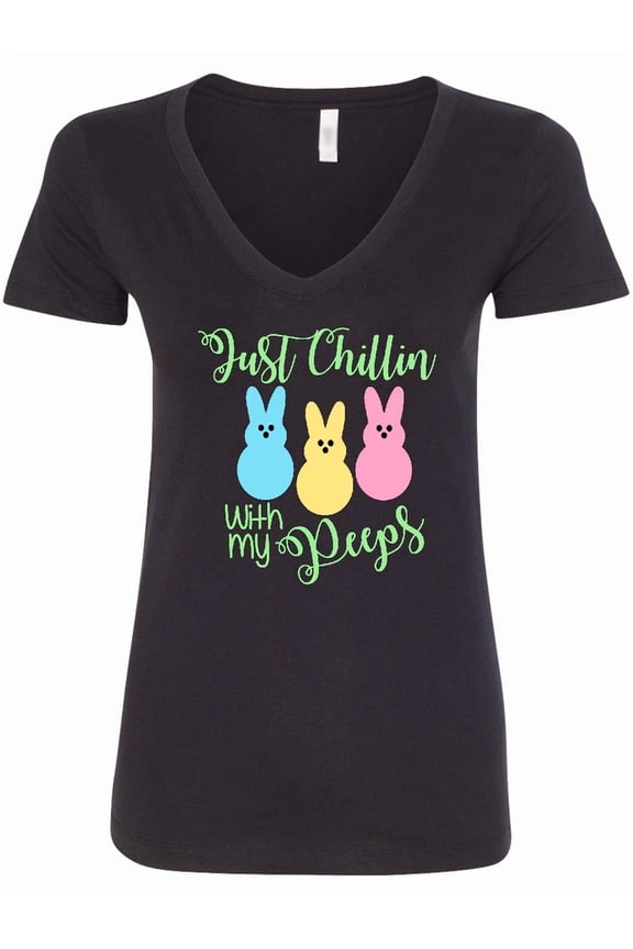Funny Easter Just Chillin' with My Peeps Women's V-Neck T-Shirt