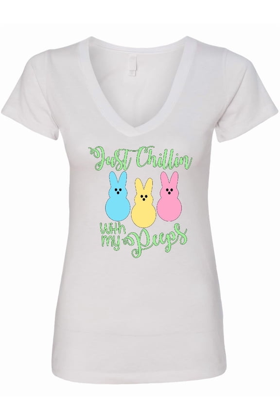 Funny Easter Just Chillin' with My Peeps Women's V-Neck T-Shirt
