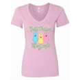 thumbnail image 1 of Inktastic Funny Easter Just Chillin' with My Peeps Women's V-Neck T-Shirt, 1 of 5