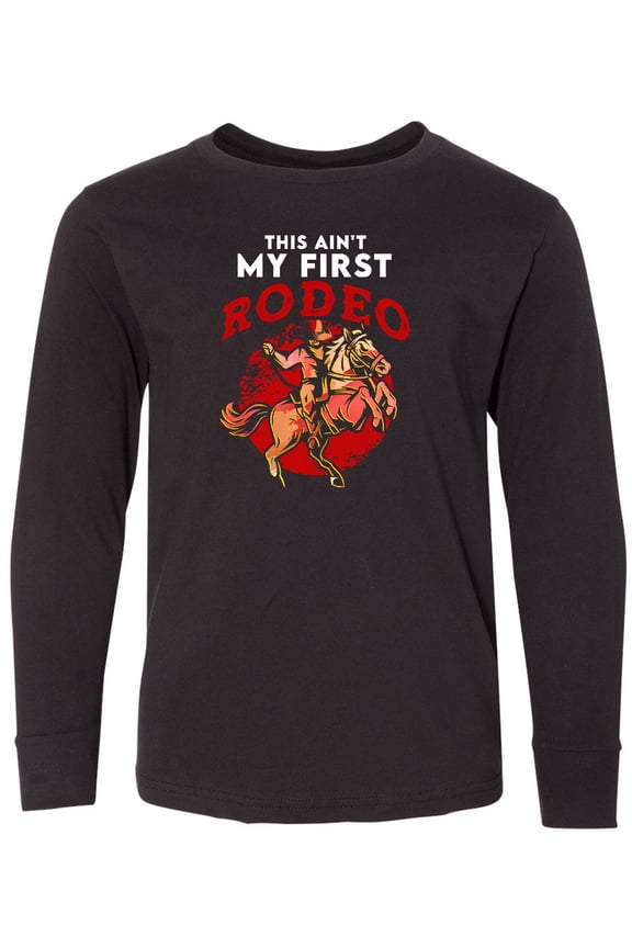 Funny First Rodeo Cowboy Long Sleeve Youth T-Shirt
